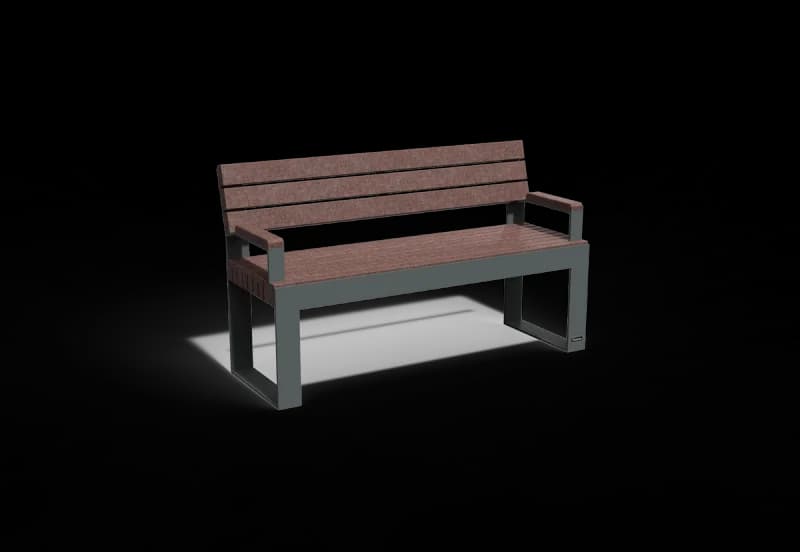 Bench with backrest and armrest Frame